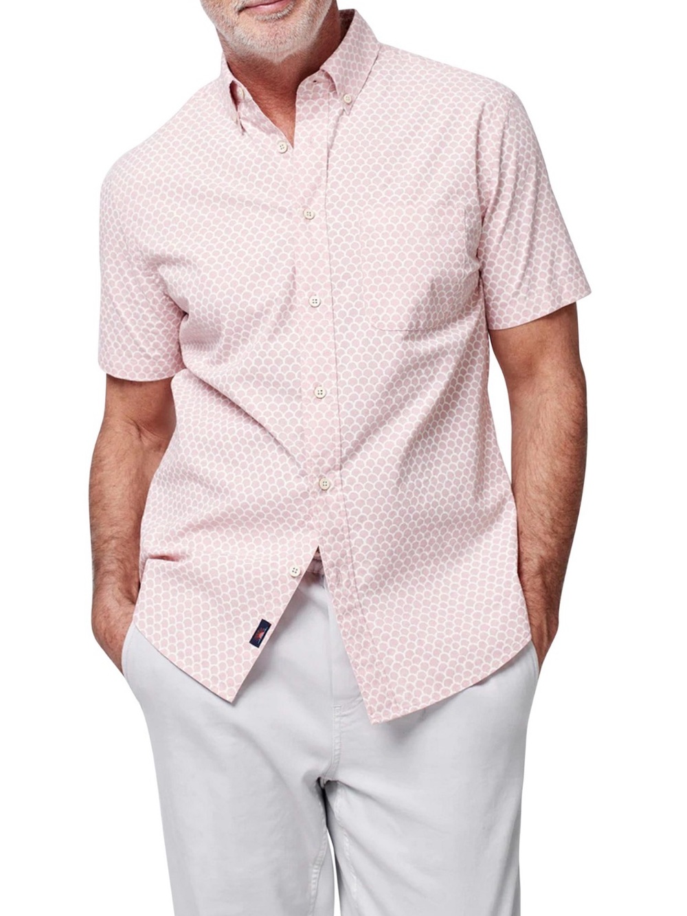 Faherty Stretch Playa Shirt Rose Fish